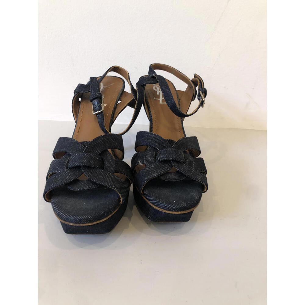 YSL Tribute Blue Denim Heels